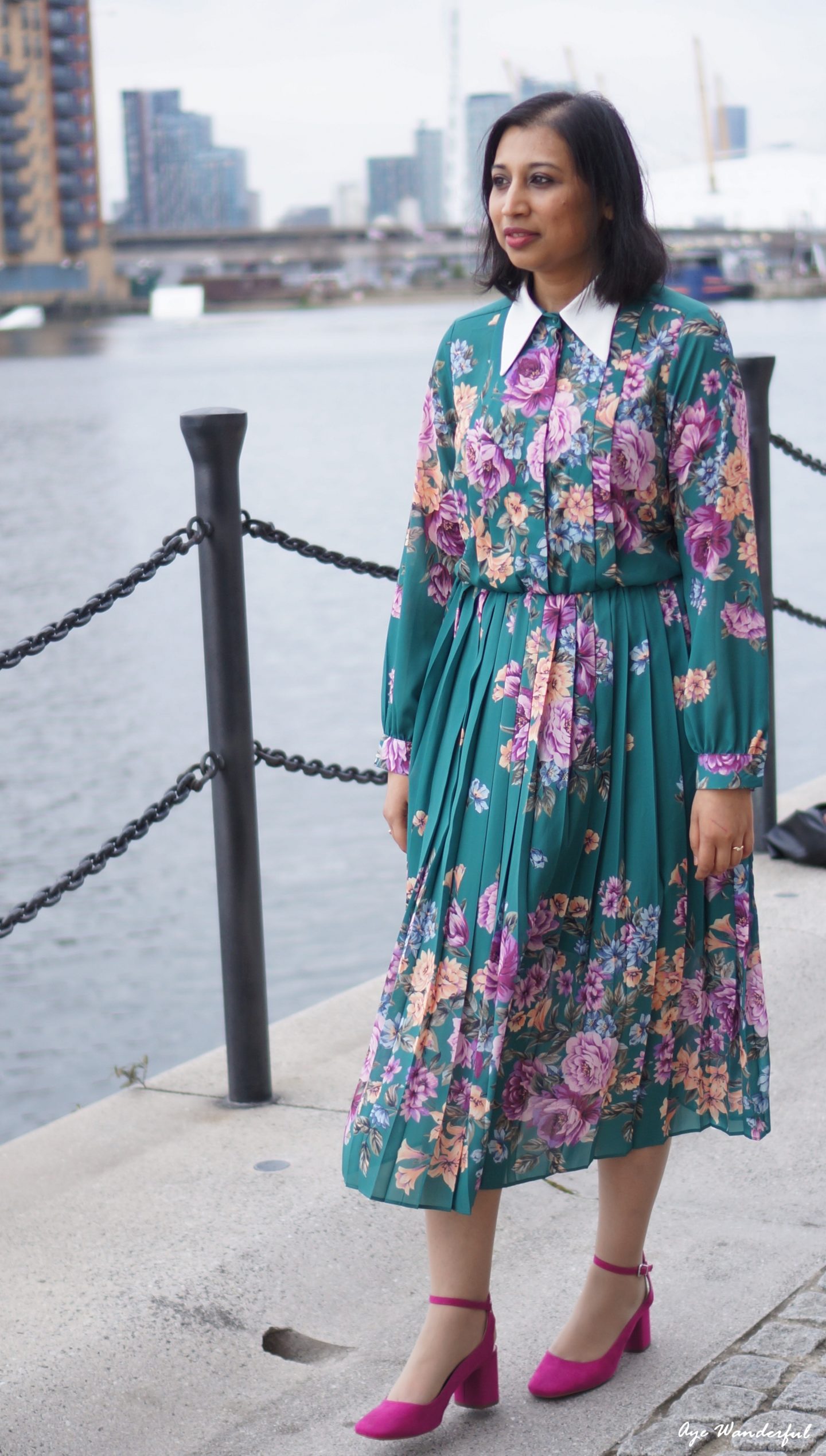 Reserved Green Pleated Floral Midi Dress Collar - What's new in my Spring Wardrobe 2018 - www.ayewanderful.com