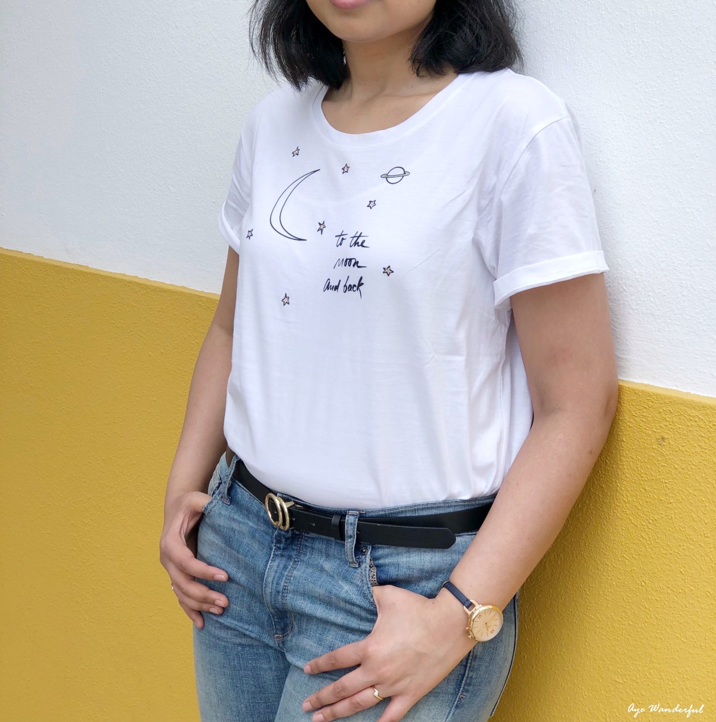 To the Moon and Back H&M White tshirt - What's new in my Spring Wardrobe 2018 - www.ayewanderful.com