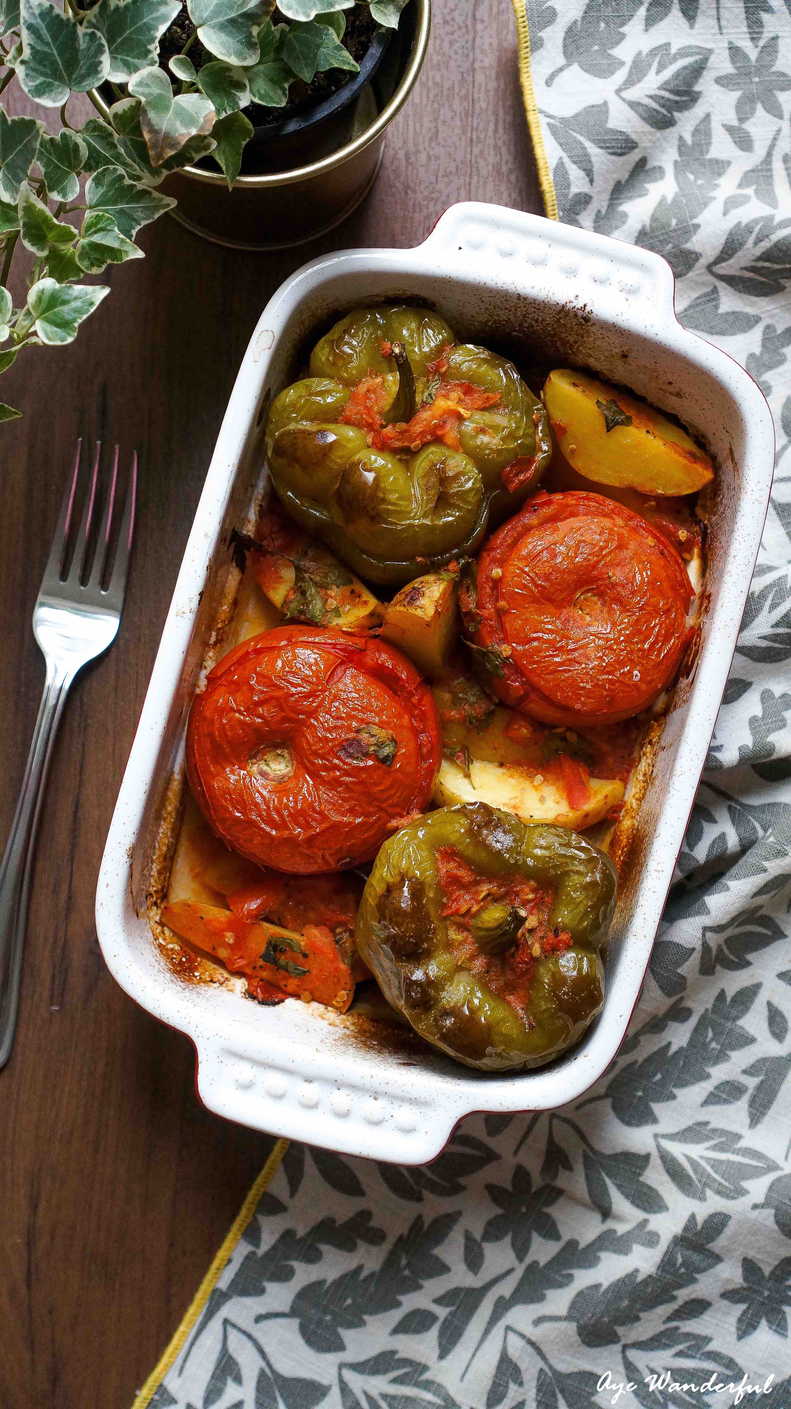 Vegetarian Yemista Greek Style Stuffed Peppers And Tomatoes Aye Wanderful